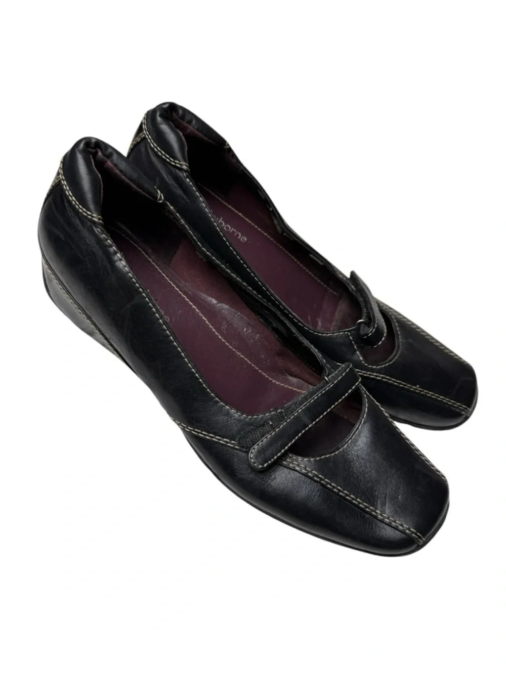 VTG Liz Claiborne Andy Black Leather Women's Loafer Shoes SZ 8.5 Slip On Preppy